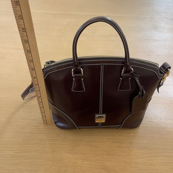 Dooney & Bourke Emerson Domed Satchel Purse Bag Brown Smooth Leather - Picture 14 of 15